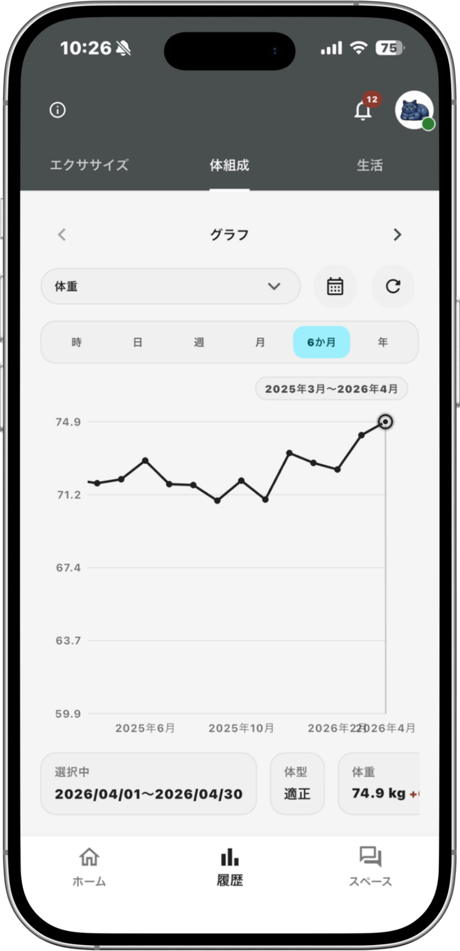 FitCat アプリ画面 6